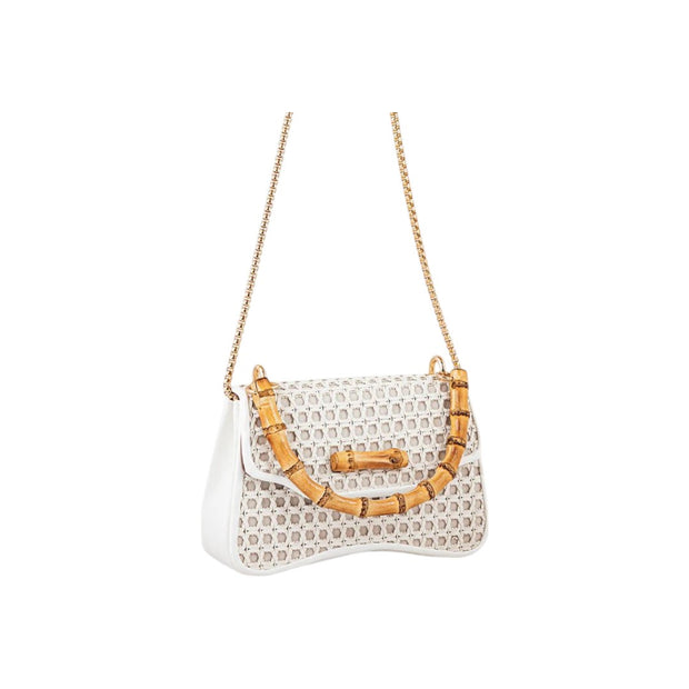 Suvra Woven Rattan Hand Bag with Bamboo Handle