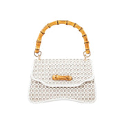 Suvra Woven Rattan Hand Bag with Bamboo Handle