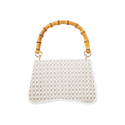 Suvra Woven Rattan Hand Bag with Bamboo Handle