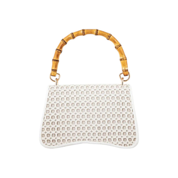 Suvra Woven Rattan Hand Bag with Bamboo Handle